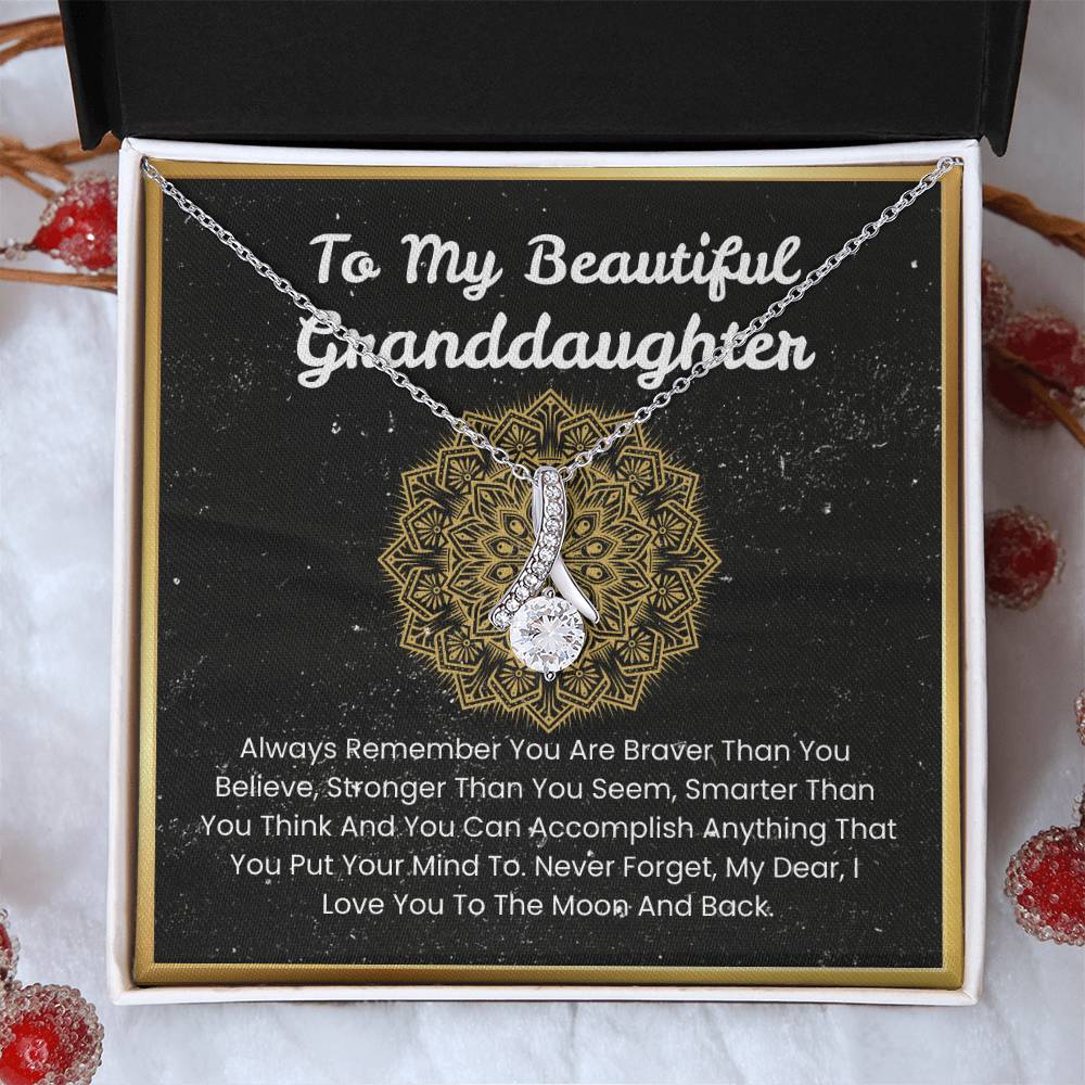 To My Beautiful Granddaughter  – “To the Moon and Back” Alluring Beauty Necklace