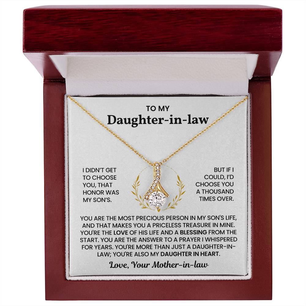 To My Daughter-in-law – “You're My Daughter in Heart” Alluring Beauty Necklace