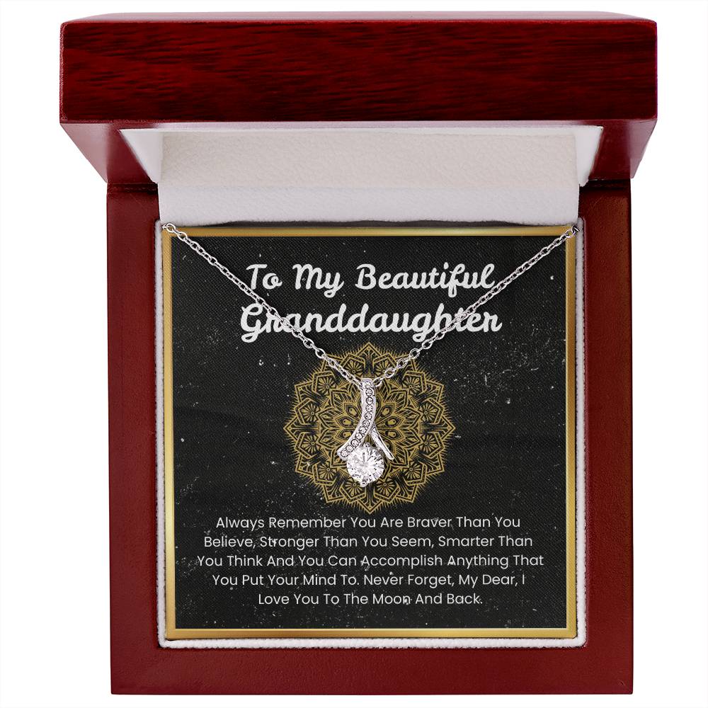 To My Beautiful Granddaughter  – “To the Moon and Back” Alluring Beauty Necklace