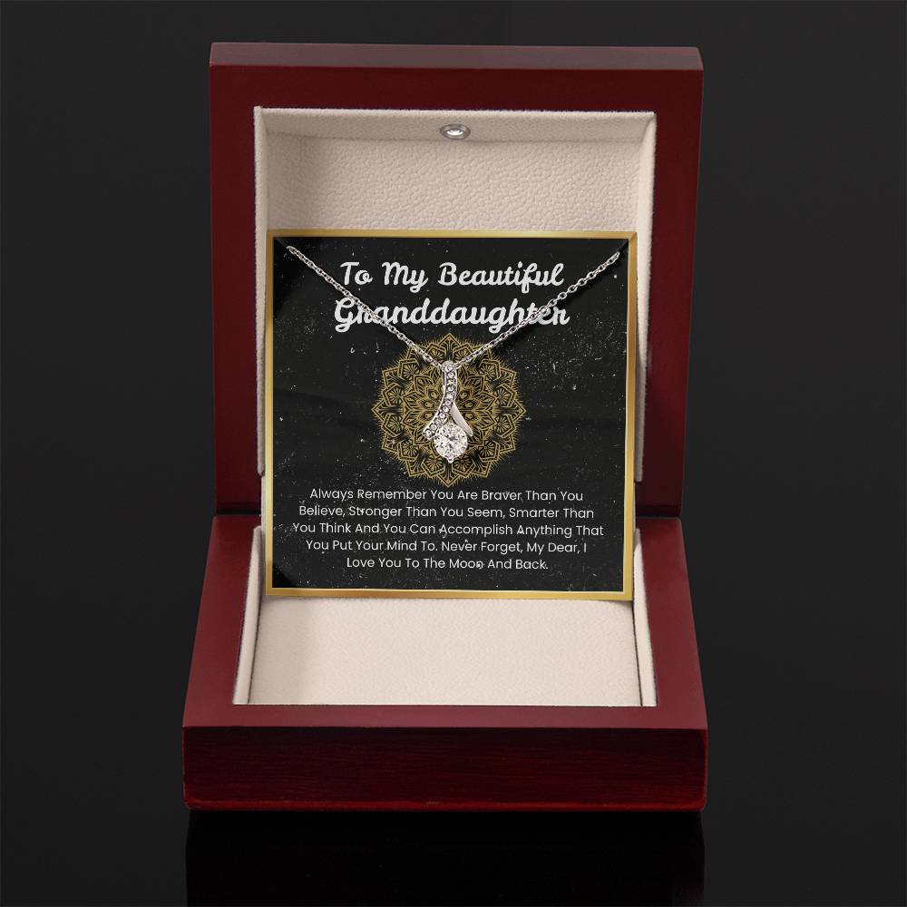 To My Beautiful Granddaughter  – “To the Moon and Back” Alluring Beauty Necklace