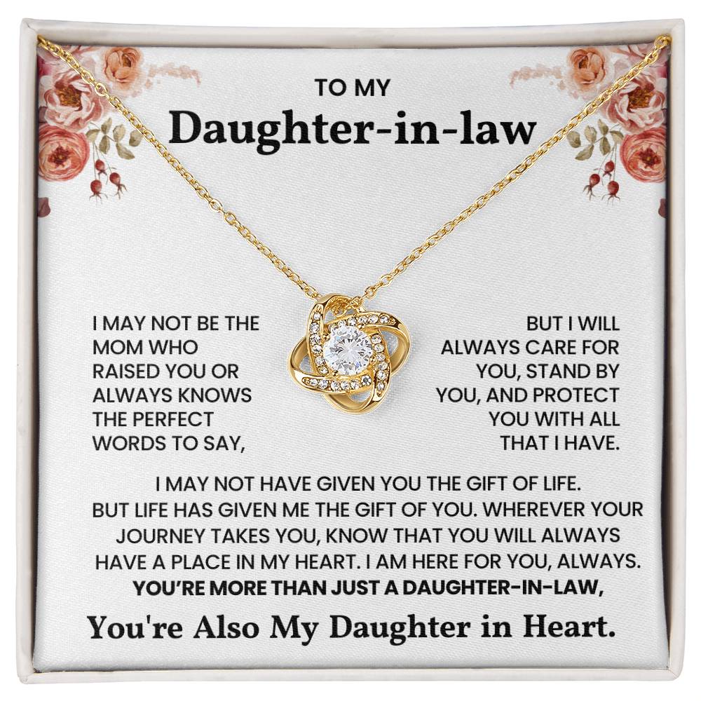 To My Daughter-in-Law – "I will always care for you" Love Knot Necklace