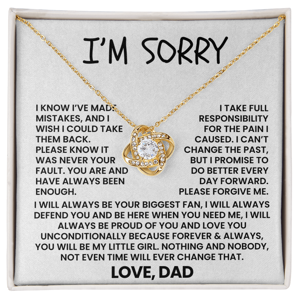 To My Daughter - "I'm Sorry, Please Forgive Me" Love Knot Necklace