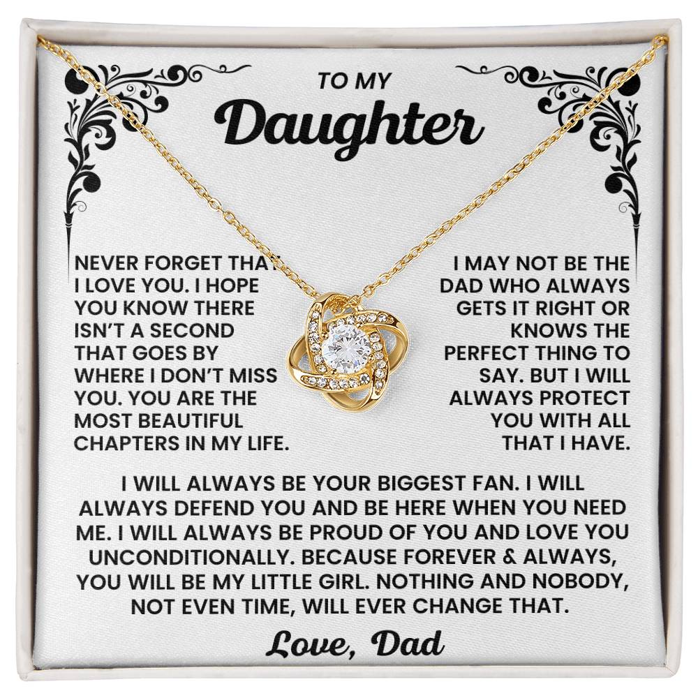 To My Daughter – “Forever My Little Girl” Love Knot Necklace