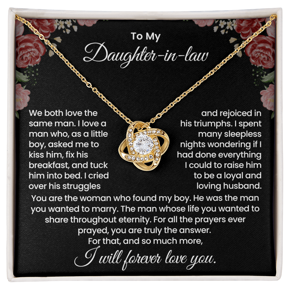 To My Daughter-in-law – "The Woman Who Loves My Son" Love Knot Necklace