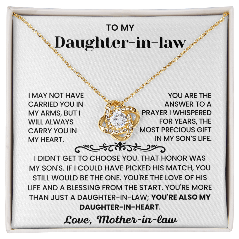 To My Daughter-in-Law – "Daughter-in-Heart" Love Knot Nacklace