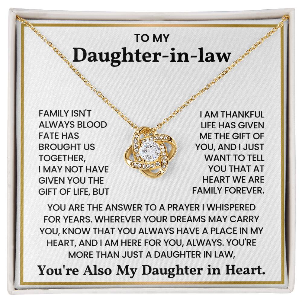 To My Daughter-in-law – “You Are The Answer To A Prayer I Whispered For Years” Love Knot Necklace