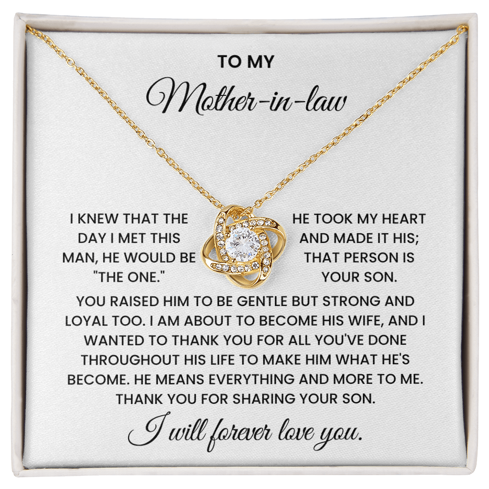 To My Mother-in-law – "Thank You for Raising the Man I Love" Sentimental Jewelry Gift