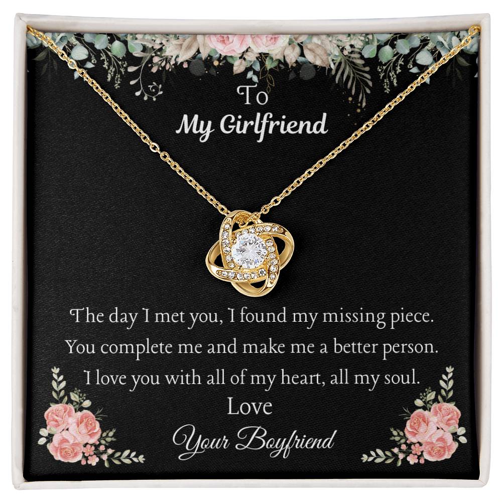To My Girlfriend - "I Found My Missing Piece" Love Knot Necklace