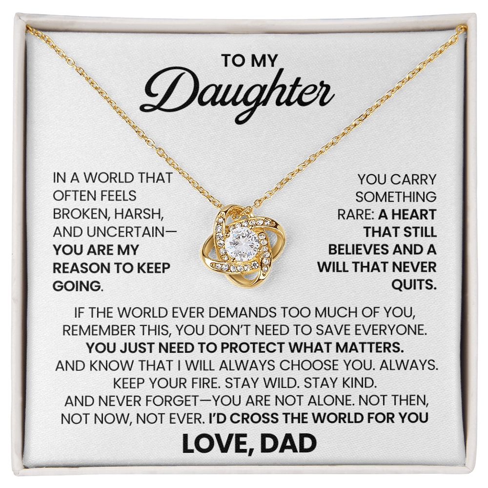 To My Daughter - "Stay Wild, Stay Kind" Love Knot Necklace