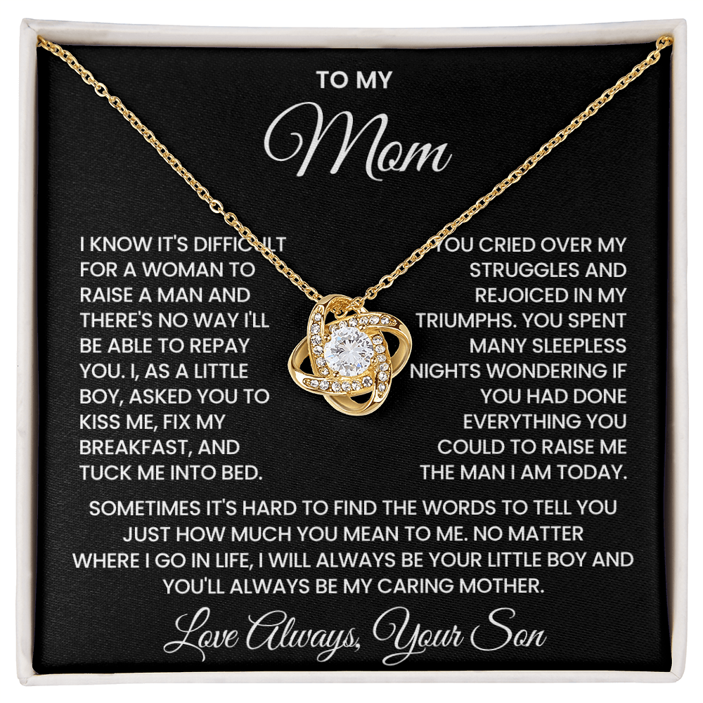 To My Mom – “Always Your Little Boy” Love Knot Necklace
