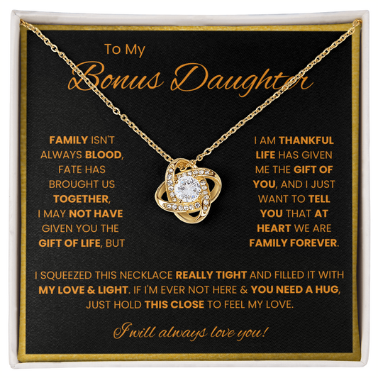 To My Bonus Daughter – “Family Forever” Love Knot Necklace