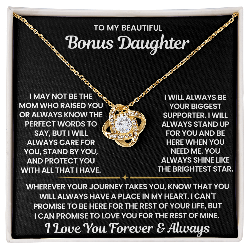 To My Beautiful Bonus Daughter “Brightest Star” Heartfelt Necklace Gift