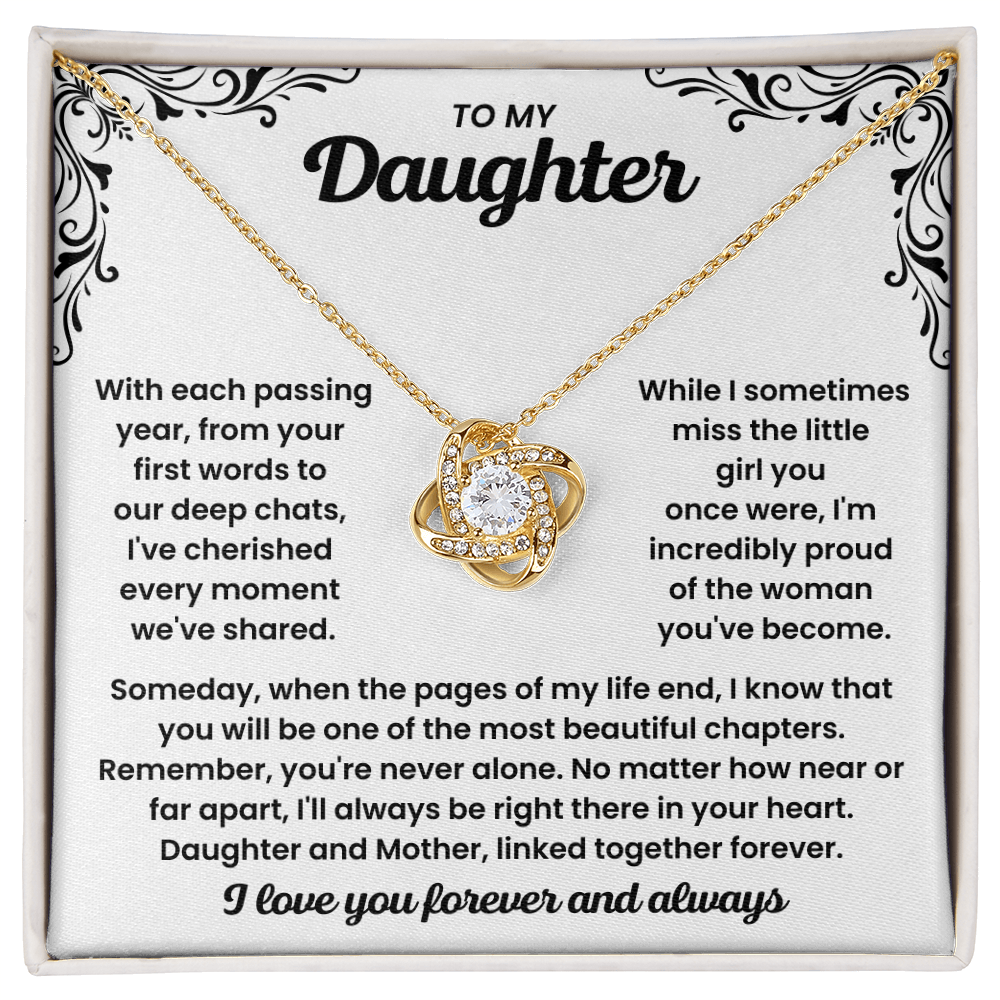 To My Daughter - "I Love You Forever And Always" Love Knot Necklace