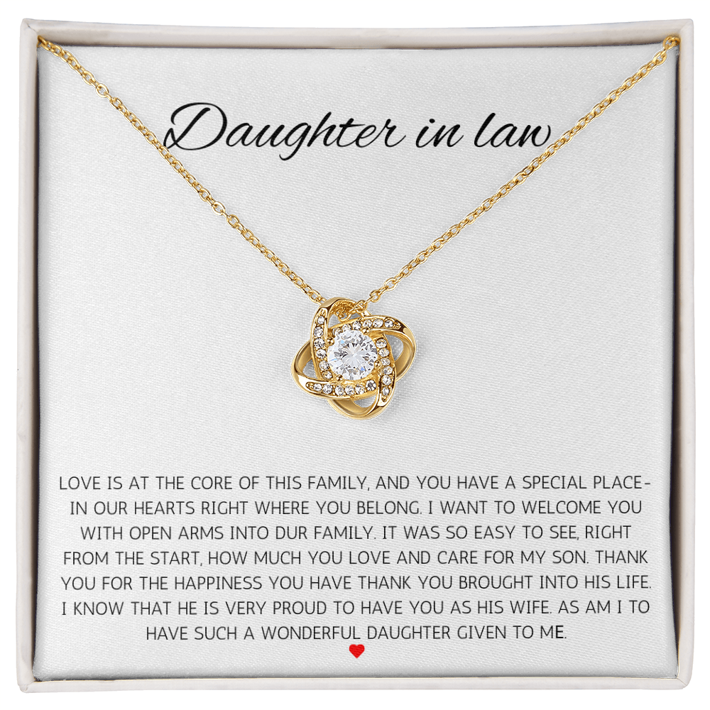 To My Daughter-in-Law – “Welcome to Our Family” Love Knot Necklace