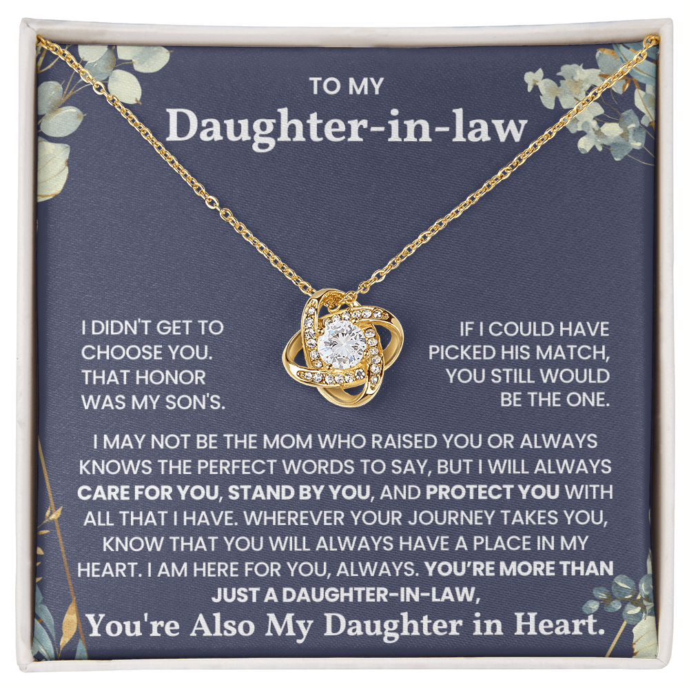 To My Daughter-in-law – “I Will Always Care For You, Stand By You” Love Knot Necklace