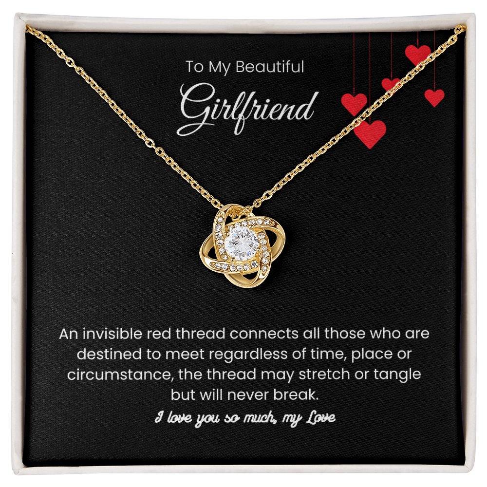 To My Beautiful Girlfriend - "The Red Thread of Fate" Love Knot Necklace