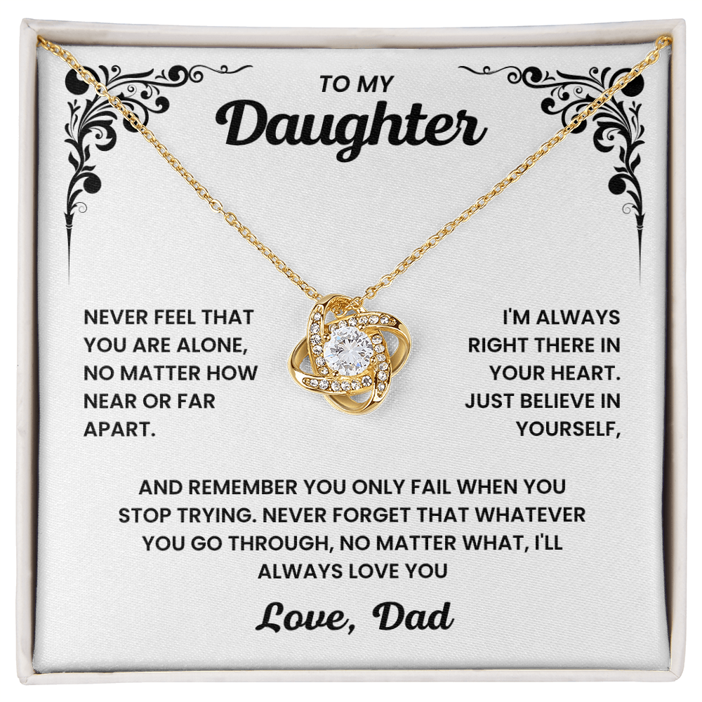 To My Daughter – “Never Alone” Love Knot Necklace