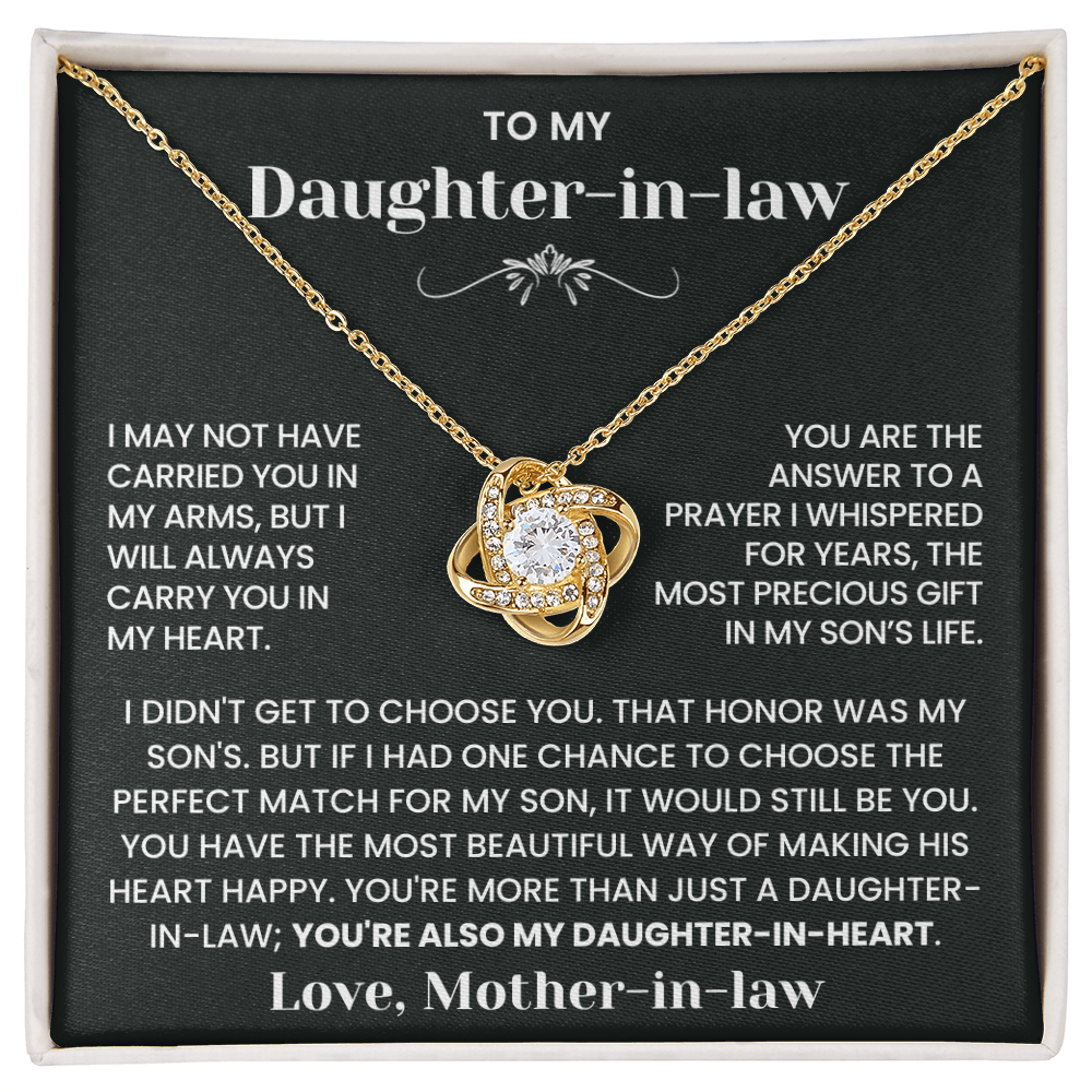 To My Daughter-in-Law – “Daughter-in-Heart” Love Knot Necklace
