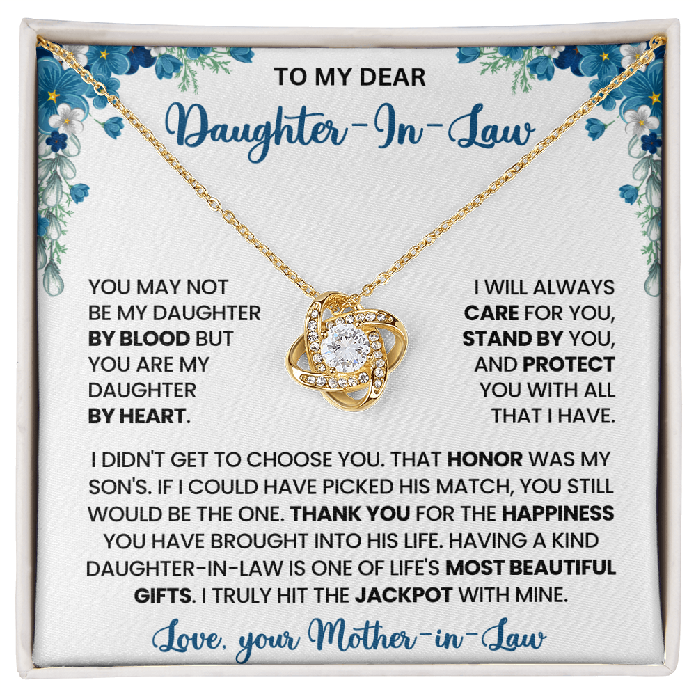 To My Daughter-in-Law – “Daughter by Heart” Love Knot Necklace