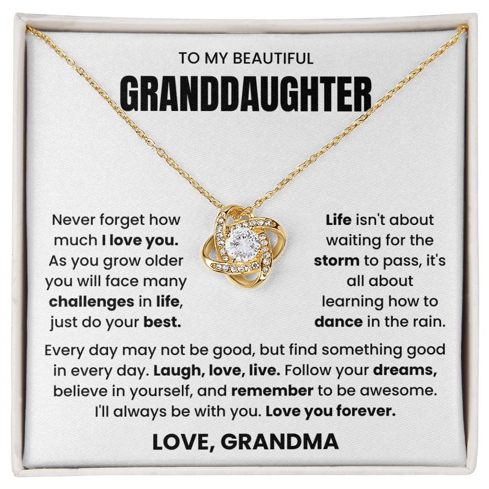 To My Granddaughter - "Love You Forever" Love Knot Necklace