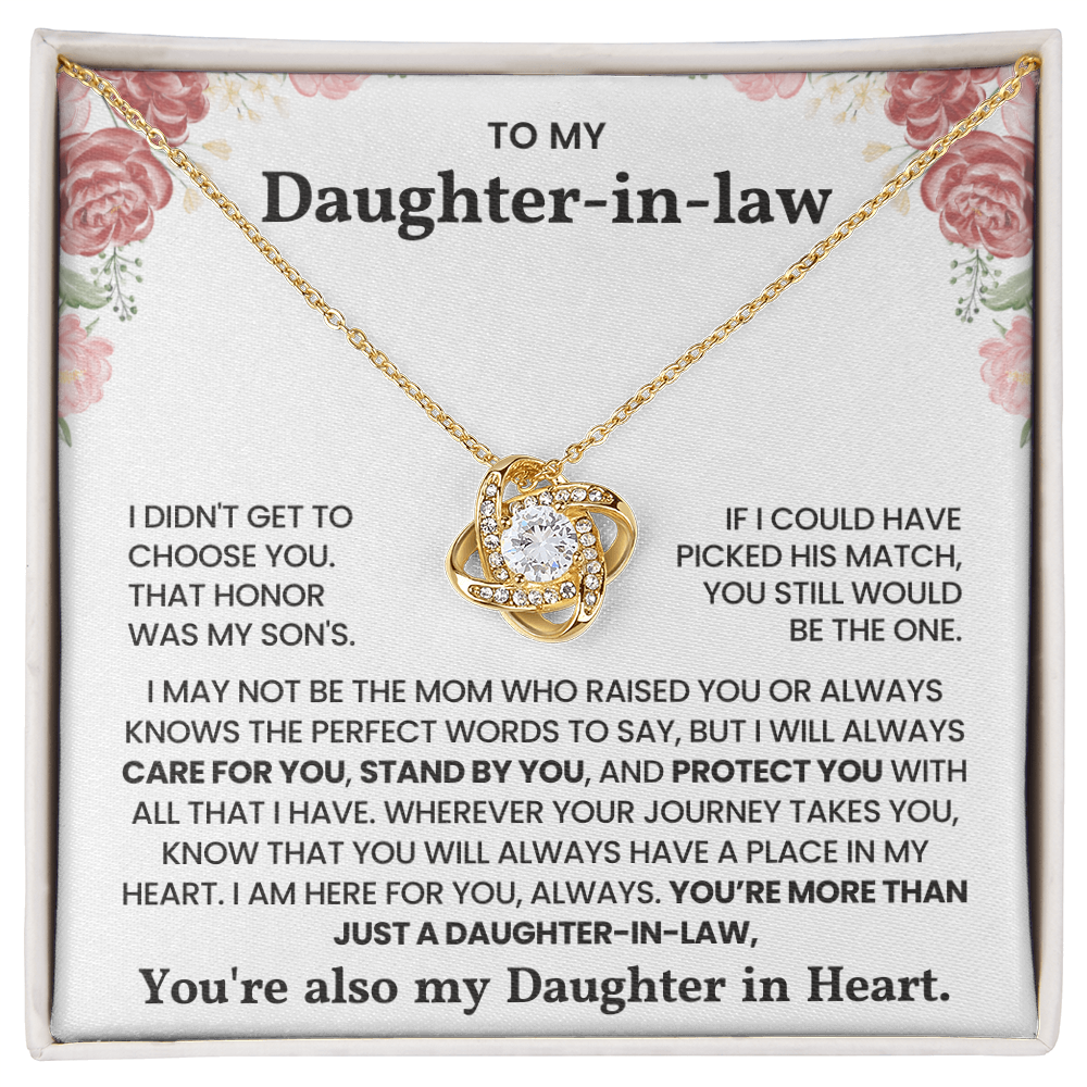 To My Daughter-in-Law – “Always Have A Place in My Heart” Love Knot Necklace