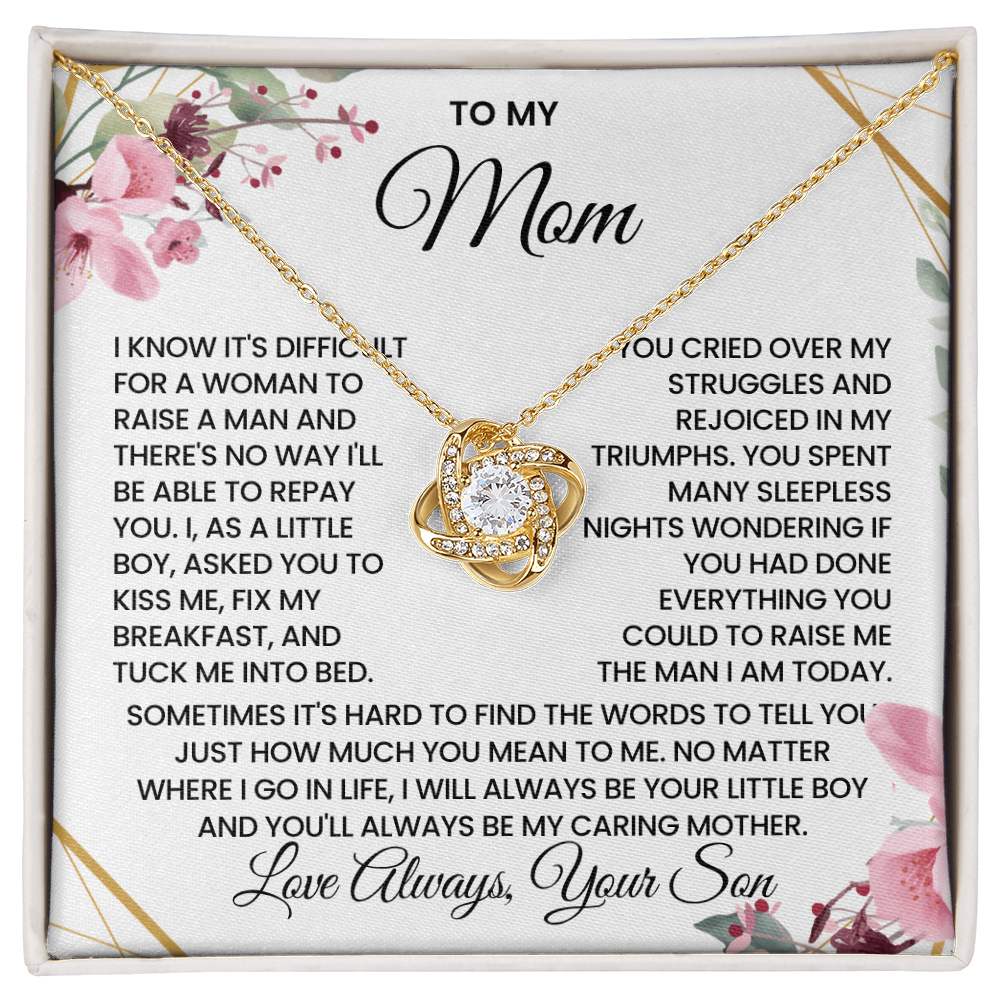 To My Mom – “Forever Your Son” Love Knot Necklace