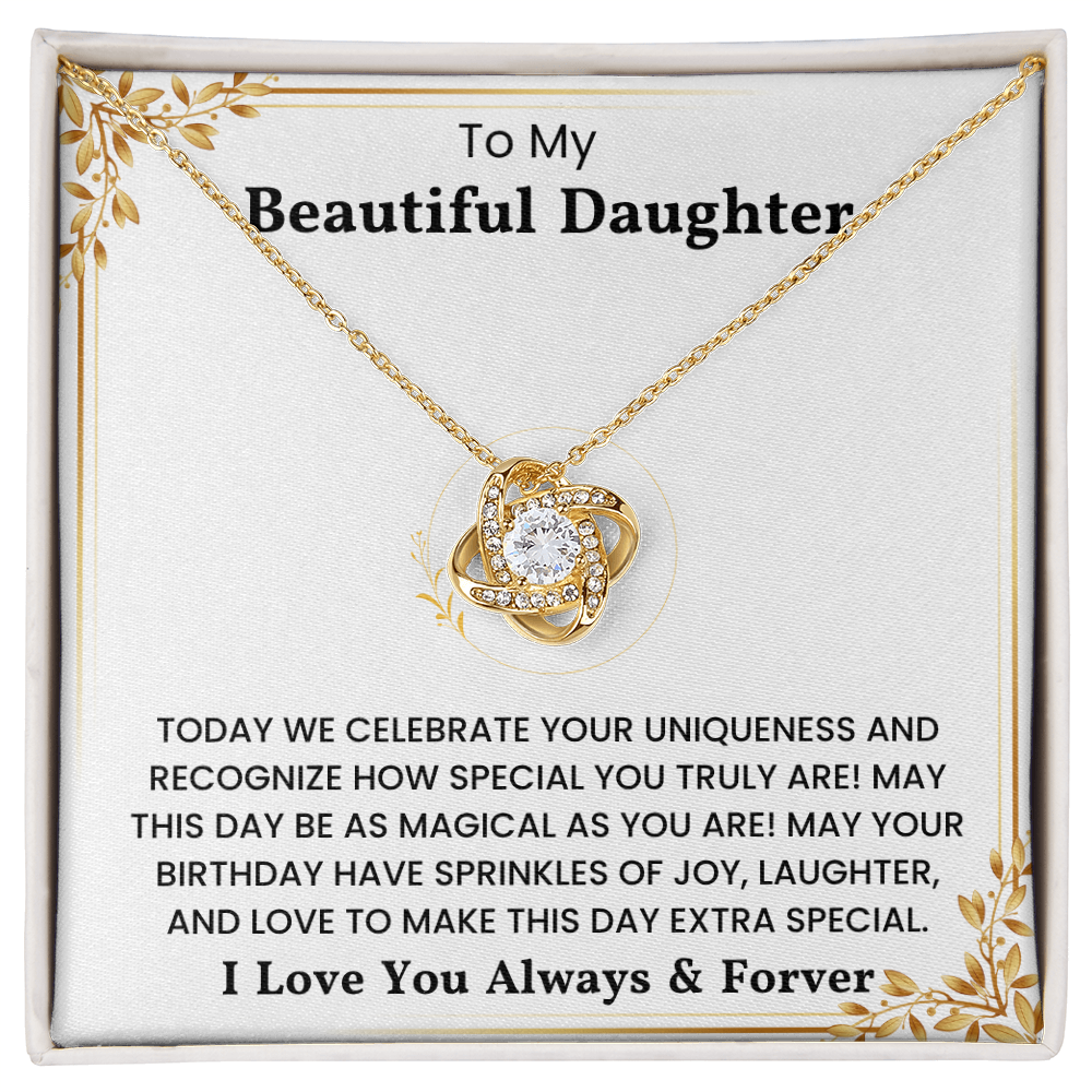 To My Daughter – “You Are So Kind & Strong” Love Knot Necklace