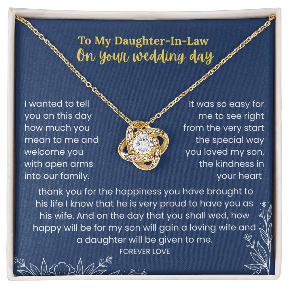 To My Daughter-In-Law - "On Your Wedding Day" Love Knot Necklace