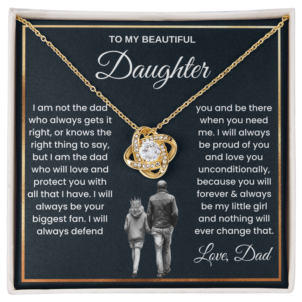 To My Beautiful Daughter – “Forever My Little Girl” Love Knot Necklace