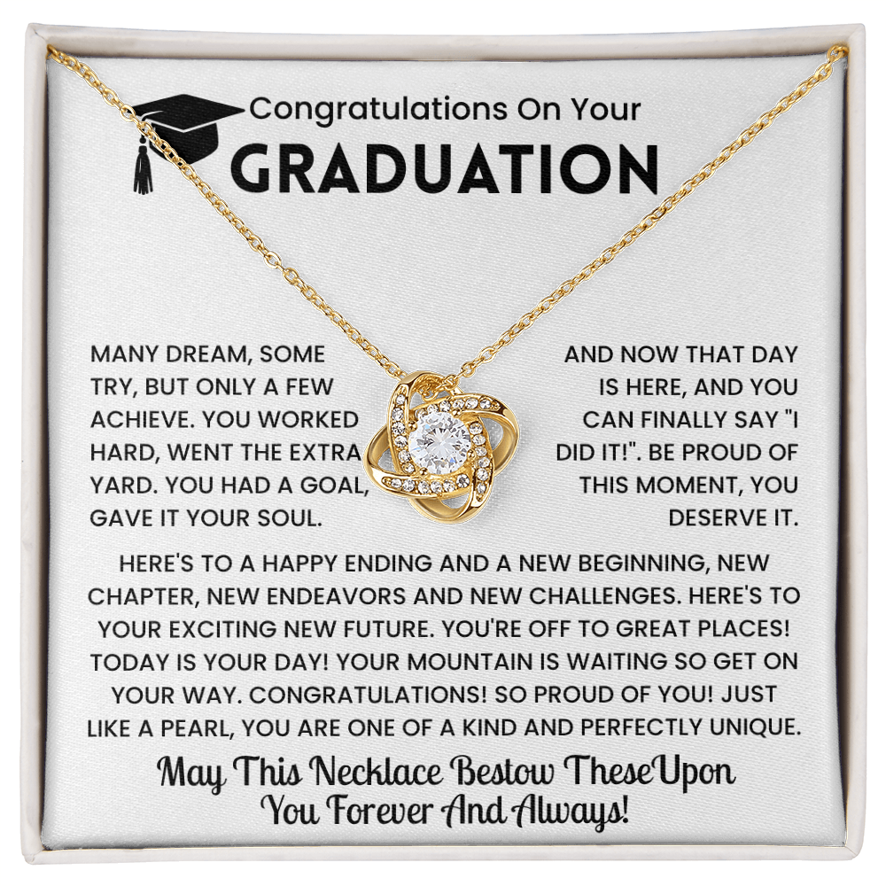 Congratulations Graduation Gift - ''A New Beginning'' Love Knot Necklace