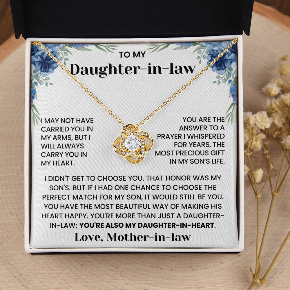 To My Daughter-in-law - "Answer to a Prayer" Love Knot Necklace