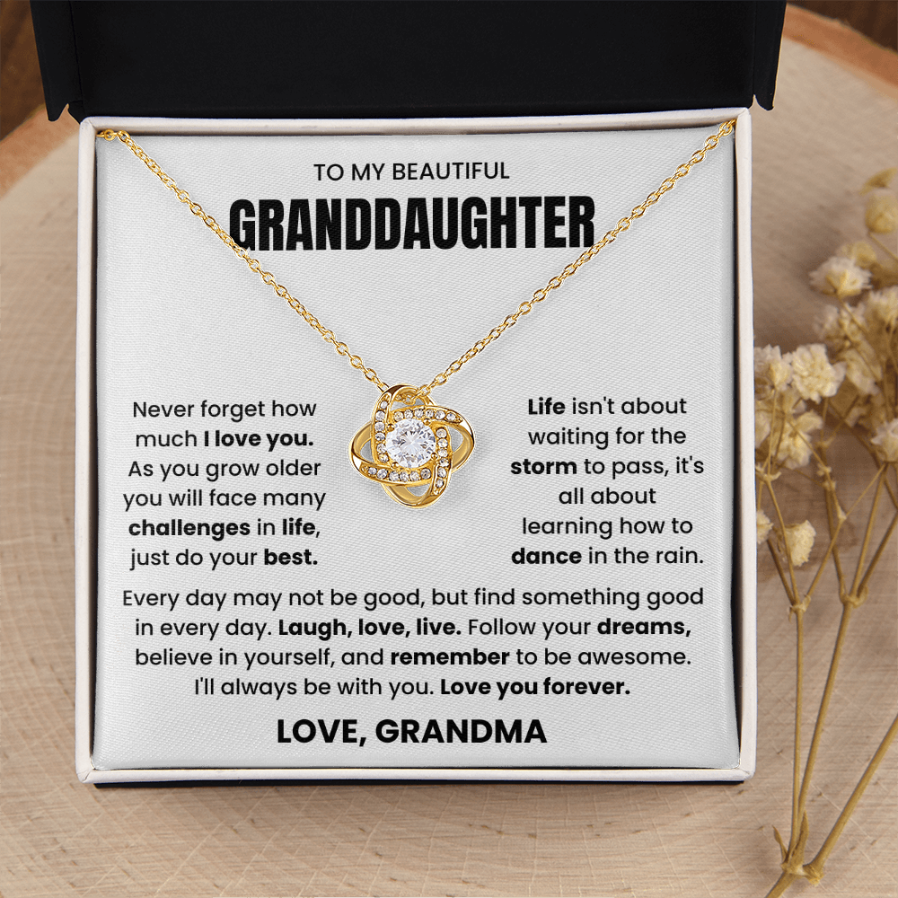 To My Granddaughter - "Love You Forever" Love Knot Necklace