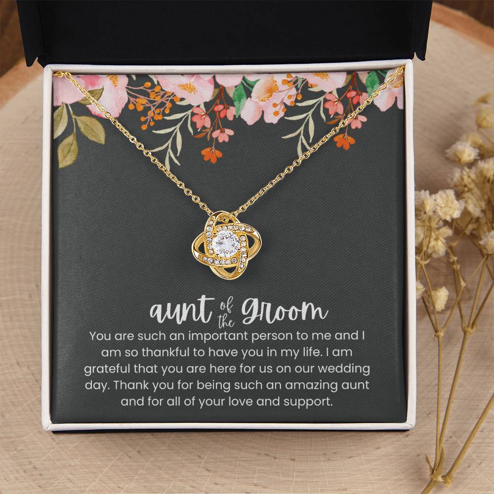 To My Aunt of the Groom - "A Special Role on Our Wedding Day" Love Knot Necklace