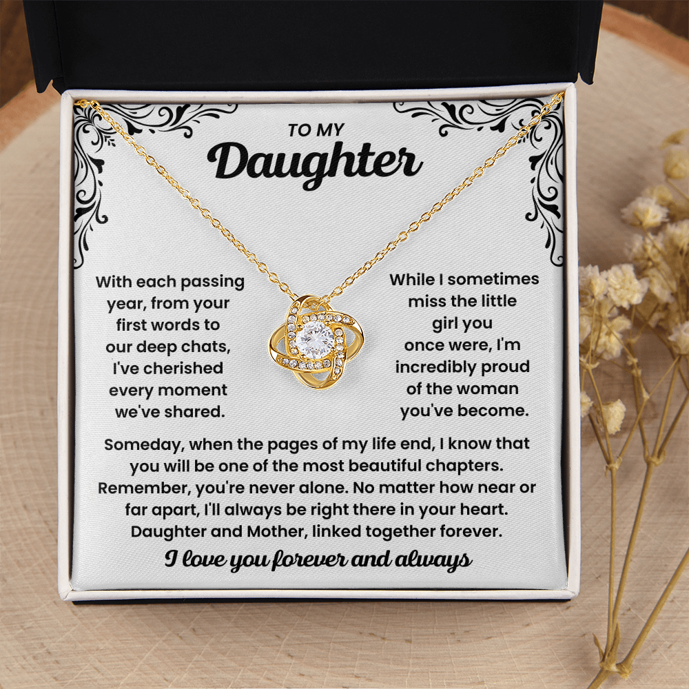 To My Daughter - "I Love You Forever And Always" Love Knot Necklace