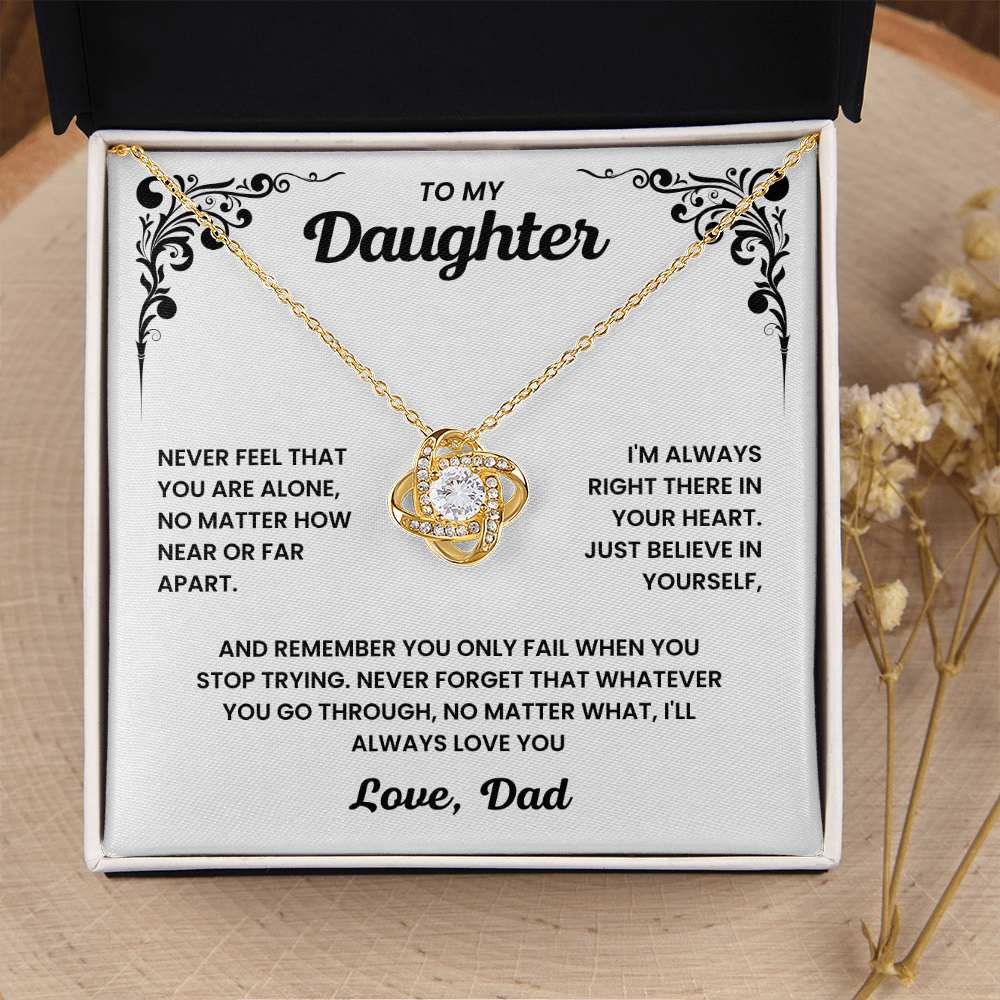 To My Daughter – “Never Alone” Love Knot Necklace