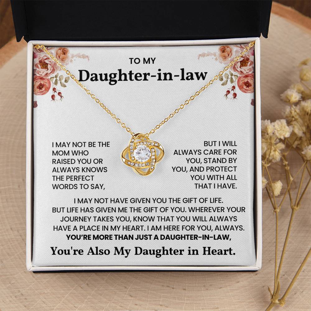 To My Daughter-in-Law – "I will always care for you" Love Knot Necklace