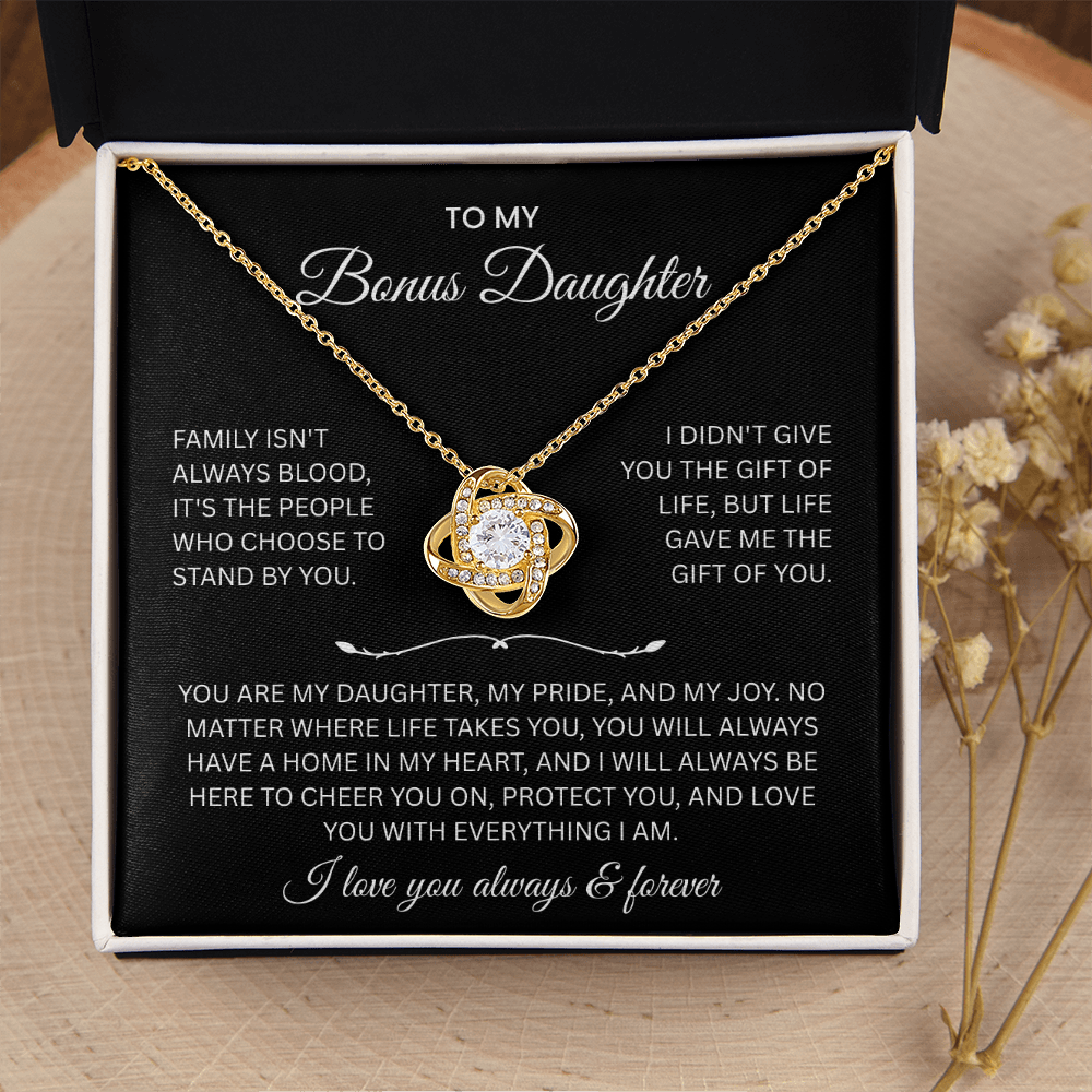To My Bonus Daughter “Always & Forever Loved” Heartfelt Necklace
