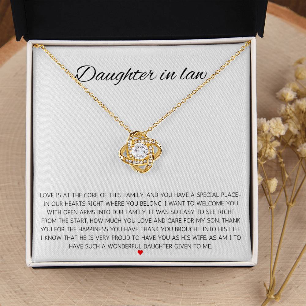 To My Daughter-in-Law – “Welcome to Our Family” Love Knot Necklace