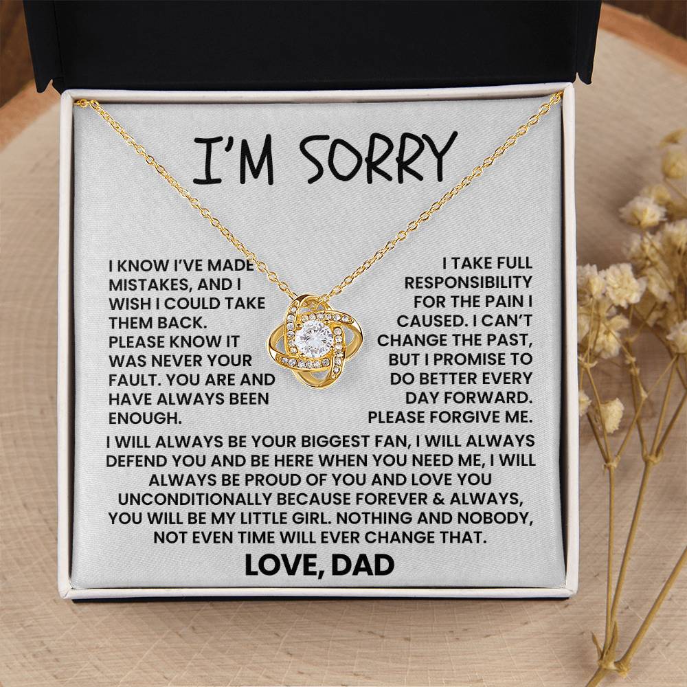 To My Daughter - "I'm Sorry, Please Forgive Me" Love Knot Necklace