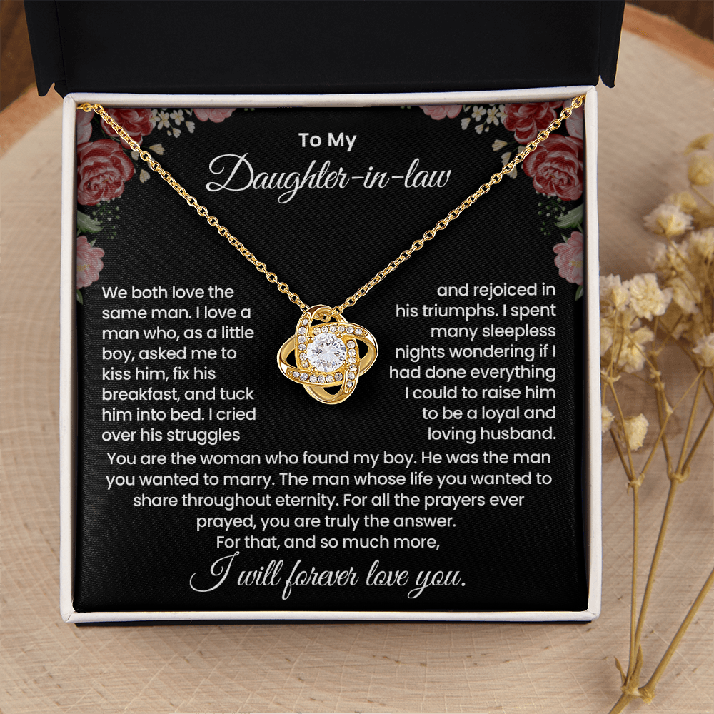 To My Daughter-in-law – "The Woman Who Loves My Son" Love Knot Necklace