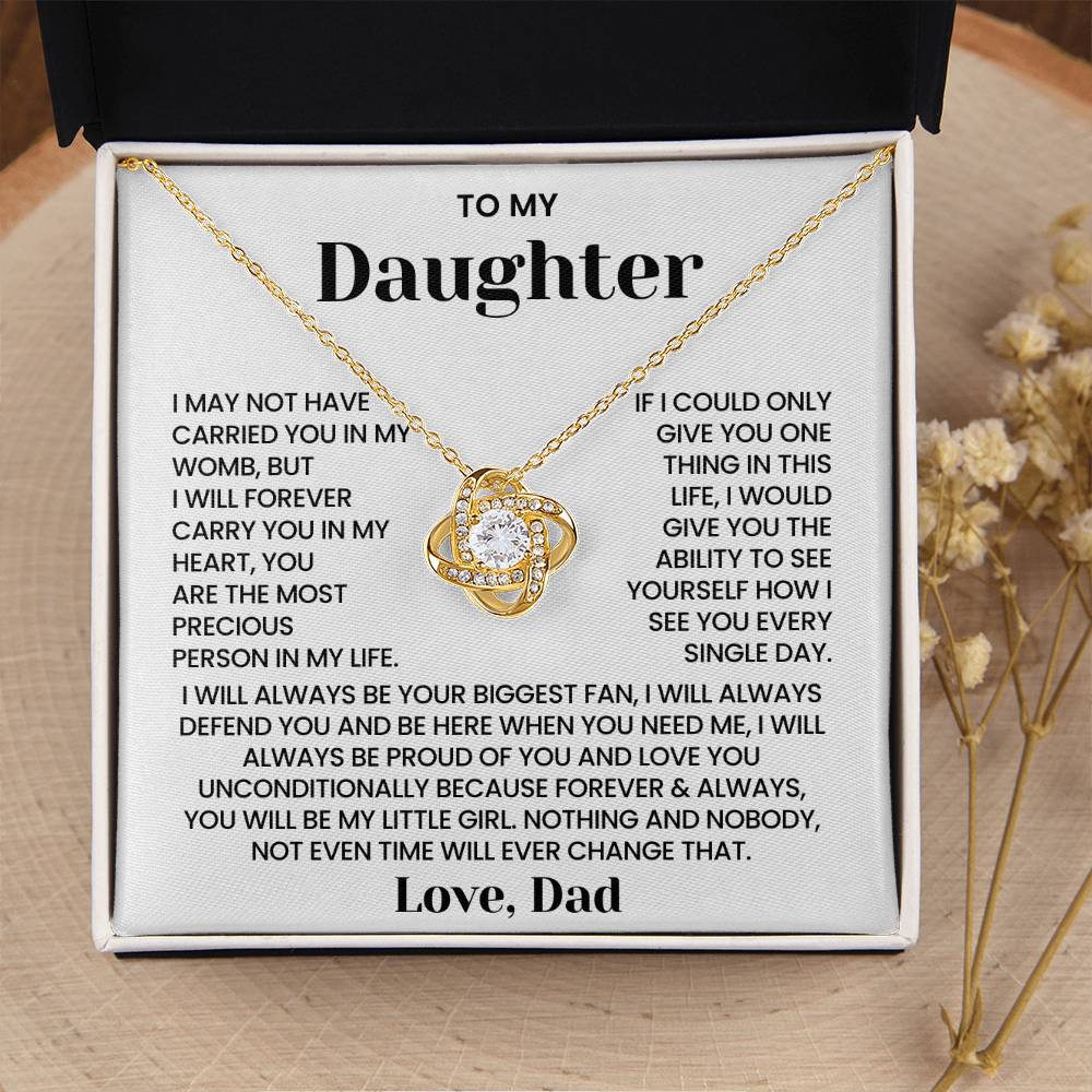 To My Daughter - "Forever Carry You In My Heart" Love Knot Necklace