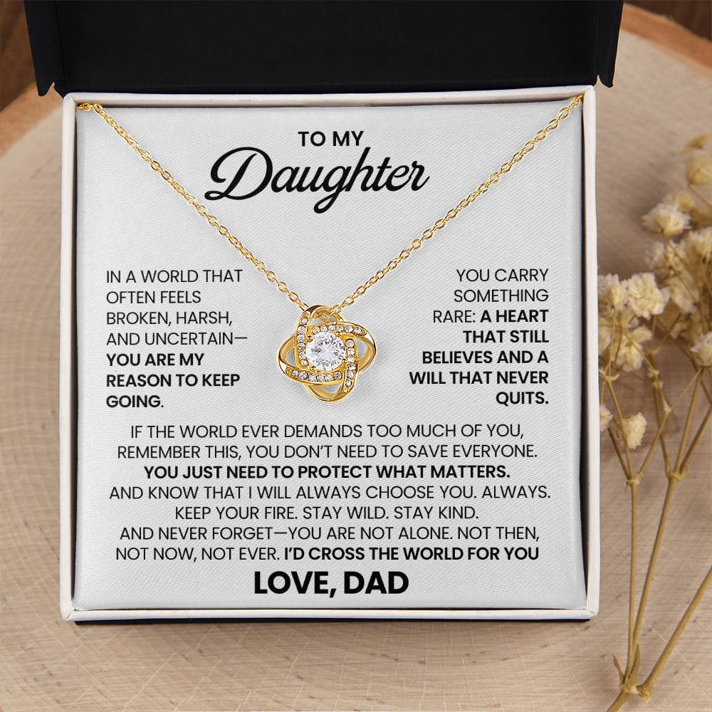 To My Daughter - "Stay Wild, Stay Kind" Love Knot Necklace