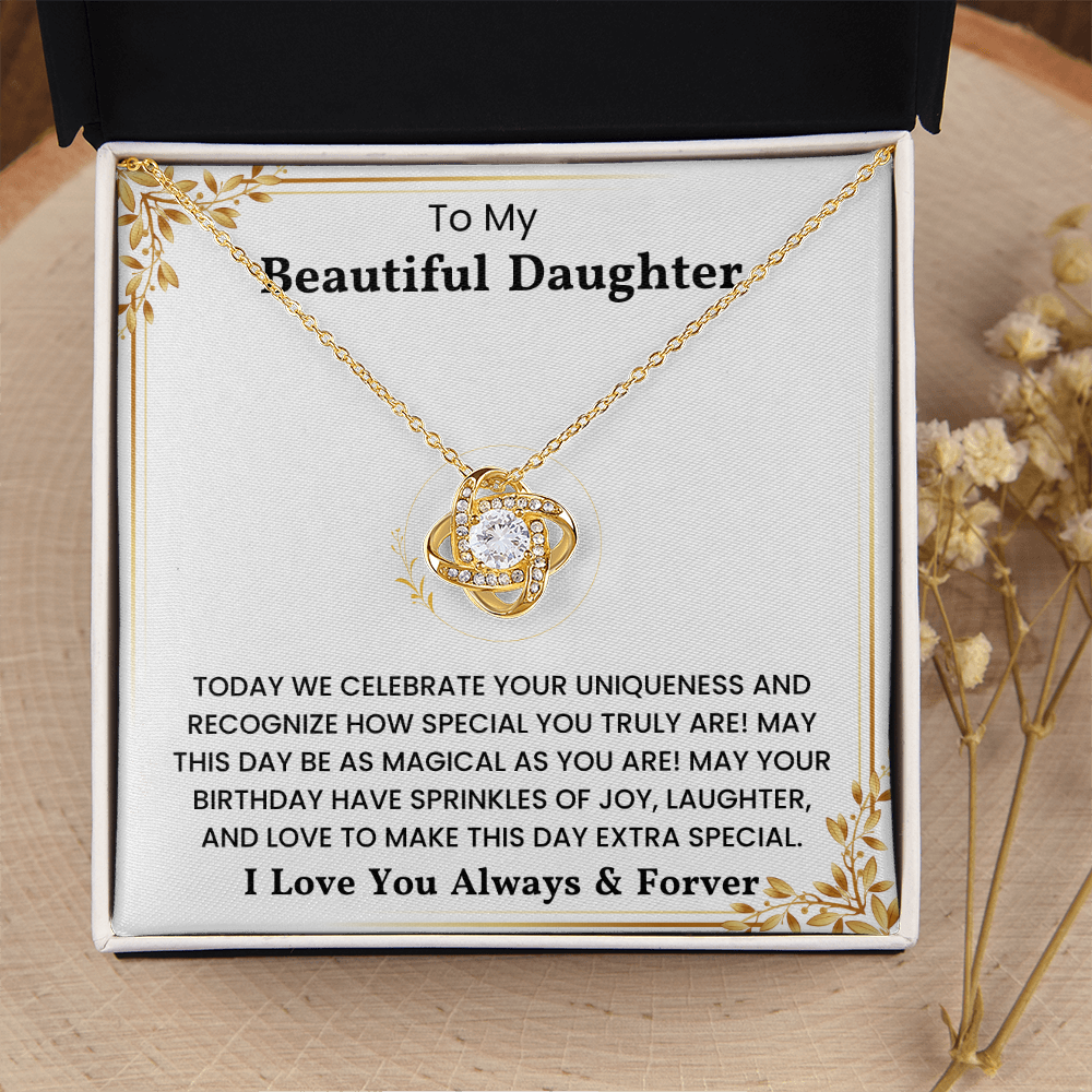 To My Daughter – “You Are So Kind & Strong” Love Knot Necklace