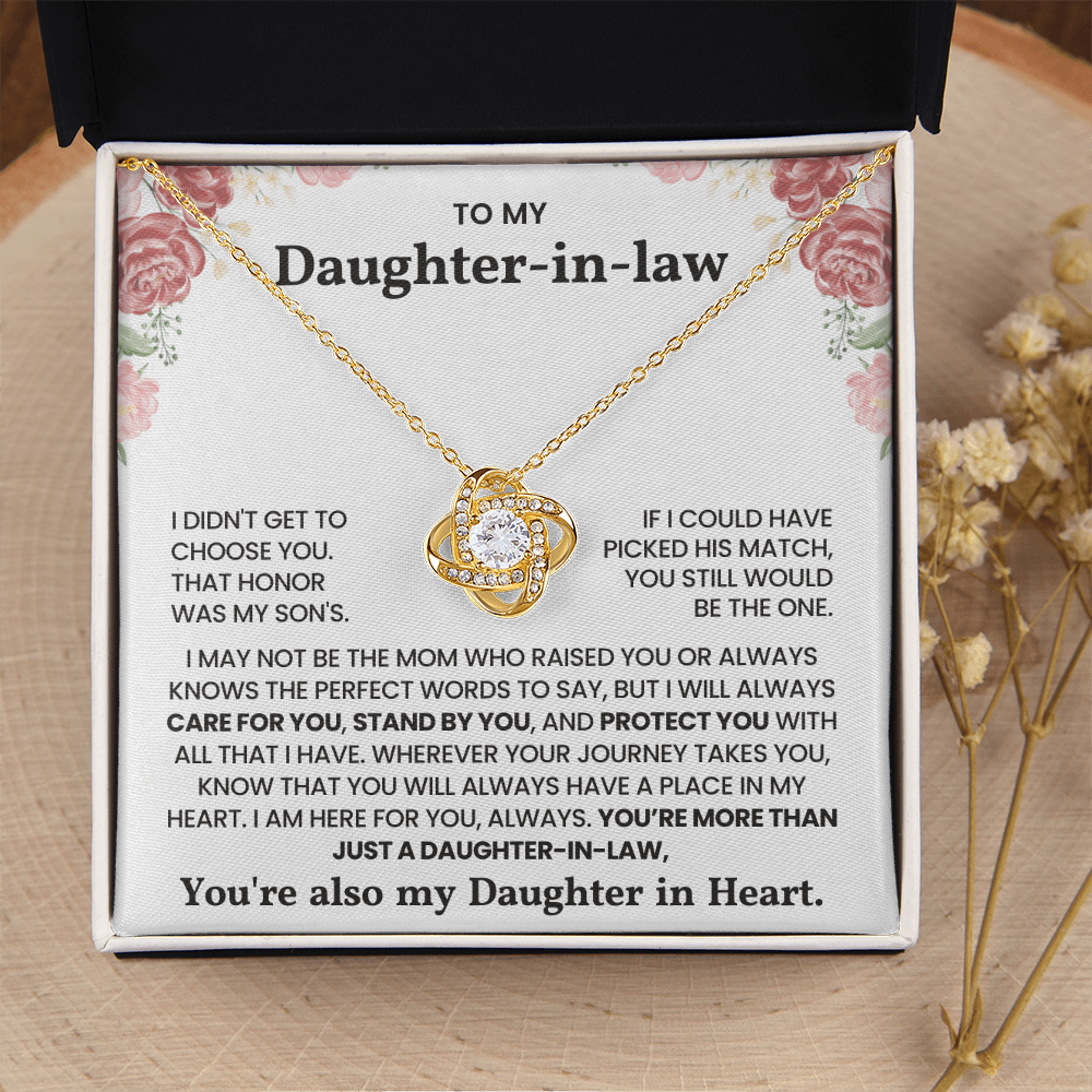 To My Daughter-in-Law – “Always Have A Place in My Heart” Love Knot Necklace