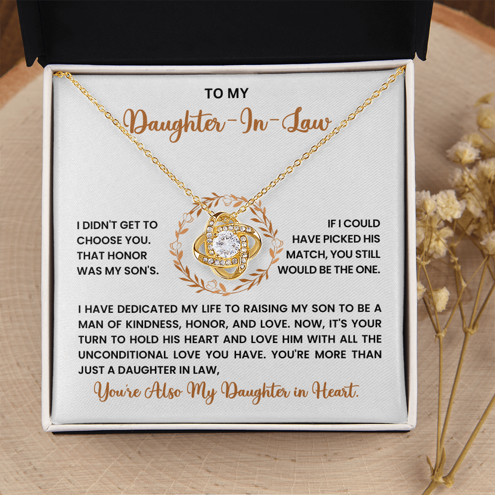 To My Daughter-in-Law – “Daughter in Heart” Love Knot Necklace