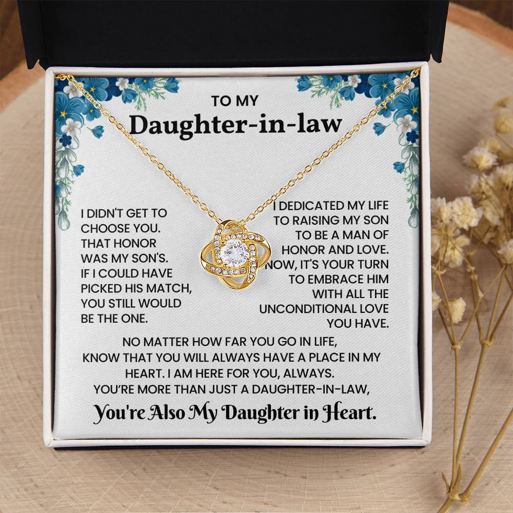 To My Daughter-in-law – “You Will Always Have A Place In My Heart” Love Knot Necklace