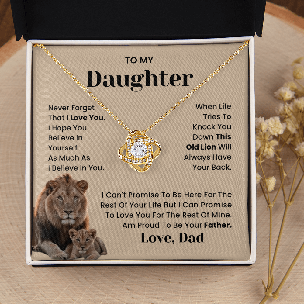 To My Daughter-"I'll Always Have Your Back" Love Knot Necklace