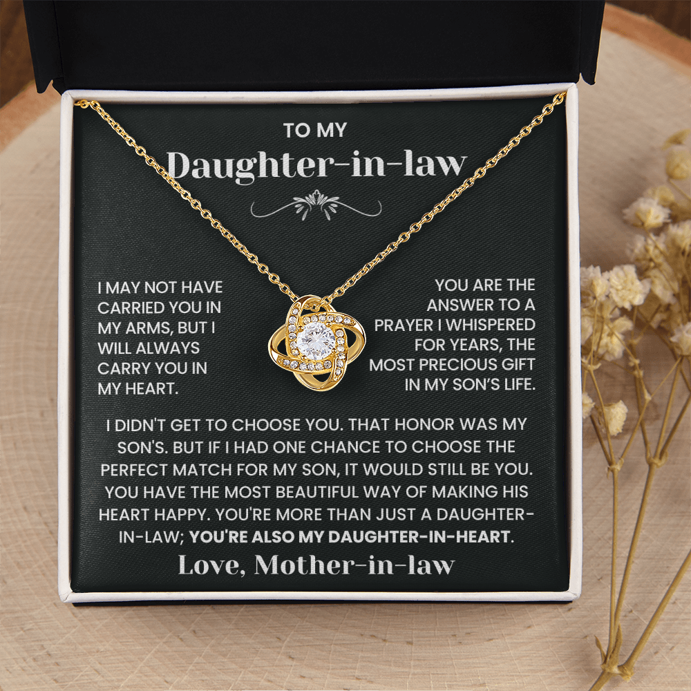 To My Daughter-in-Law – “Daughter-in-Heart” Love Knot Necklace