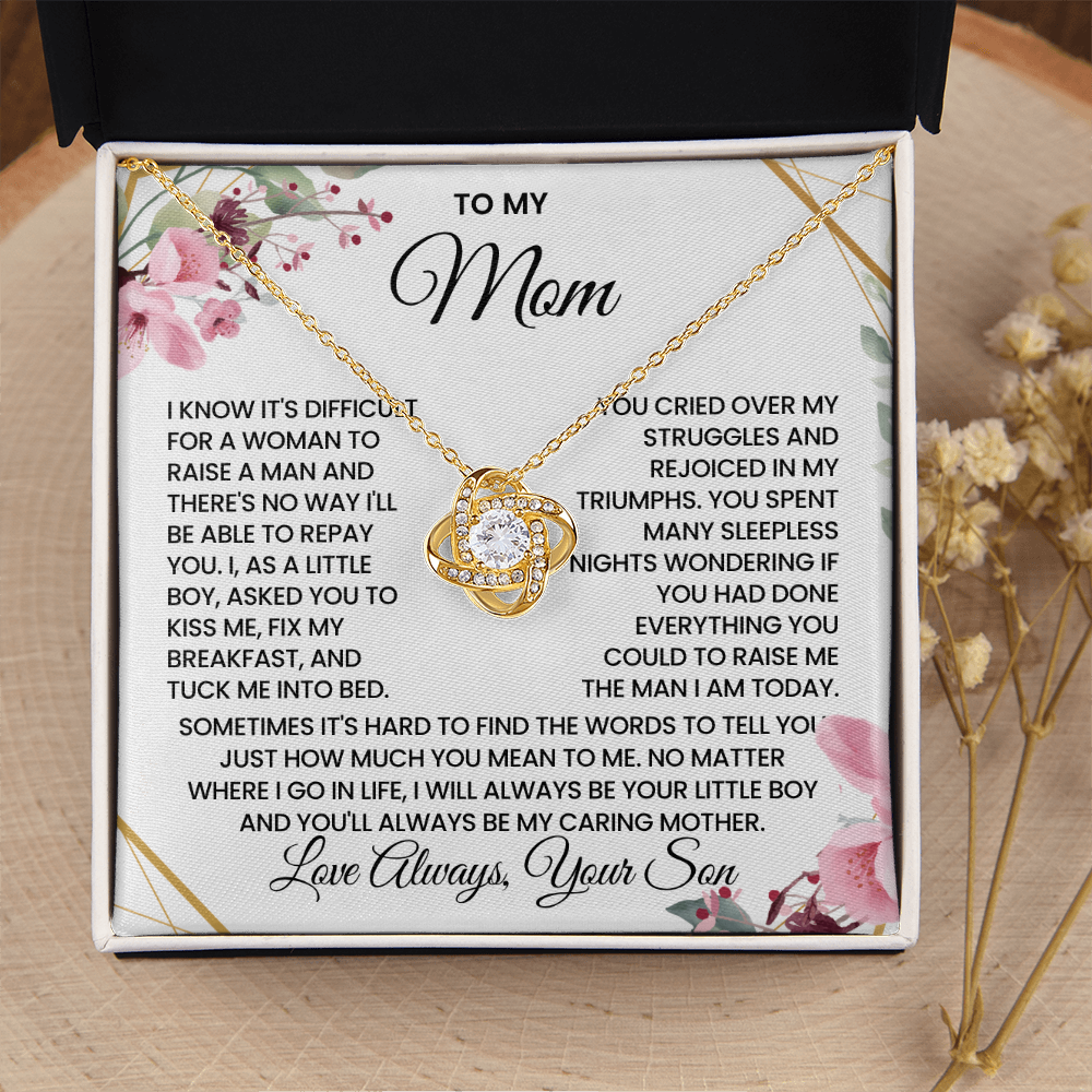 To My Mom – “Forever Your Son” Love Knot Necklace