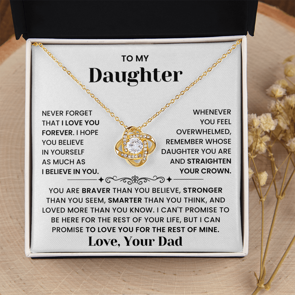 To My Daughter-"Straighten Your Crown" Love Knot Necklace